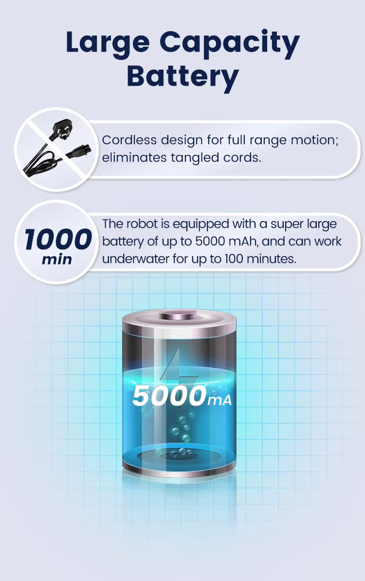 Cordless robotic pool cleaner robot